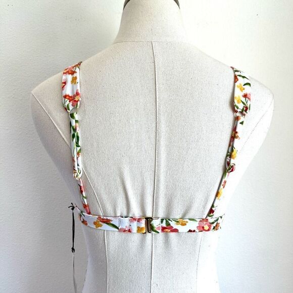 Shade & Shore Bikini Top Feminine Floral White Pink Yellow Size Small New With T - Picture 3 of 11